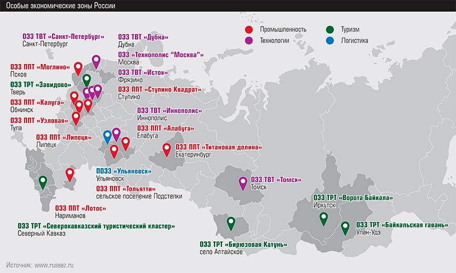 Карта кластеров россии 2022